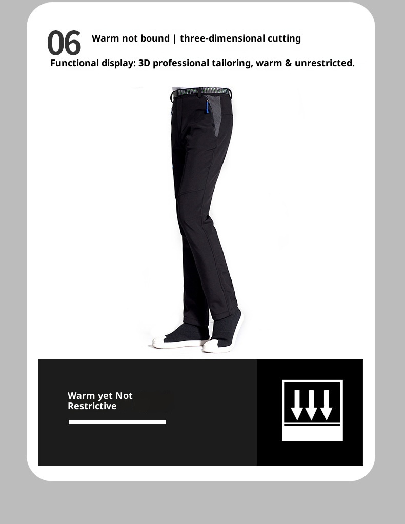 001 Factory Direct Outdoor Softshell Men Windproof Waterproof Hiking Thickened Ski Soft Shell Fleece Pants Women_voghion.com