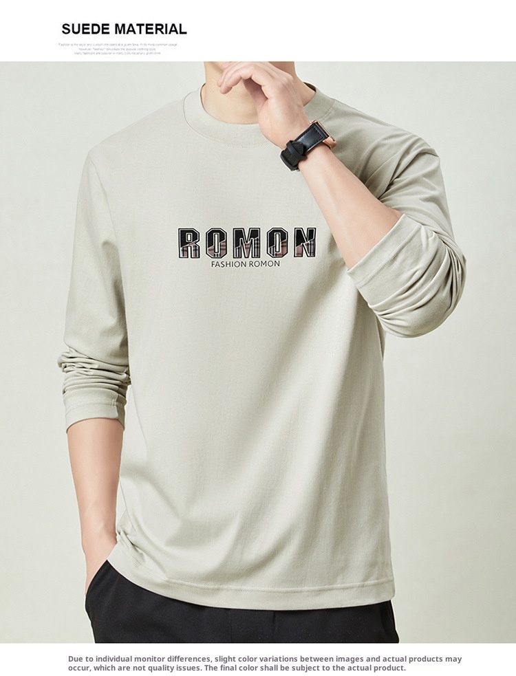 boy 230g Heavyweigh 100% Coon Long Sleeve T-Shir Men's Solid Color Base Shir New Top Spring Auumn Round Neck_voghion.com