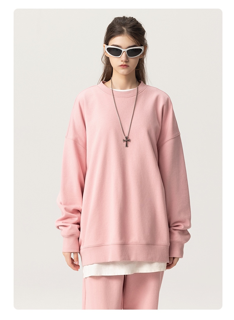 boy RS Men's Clothing|400G Heavy Terry FOG Crew Neck American Style Dopamine Color Couple Sweatshirt_voghion.com