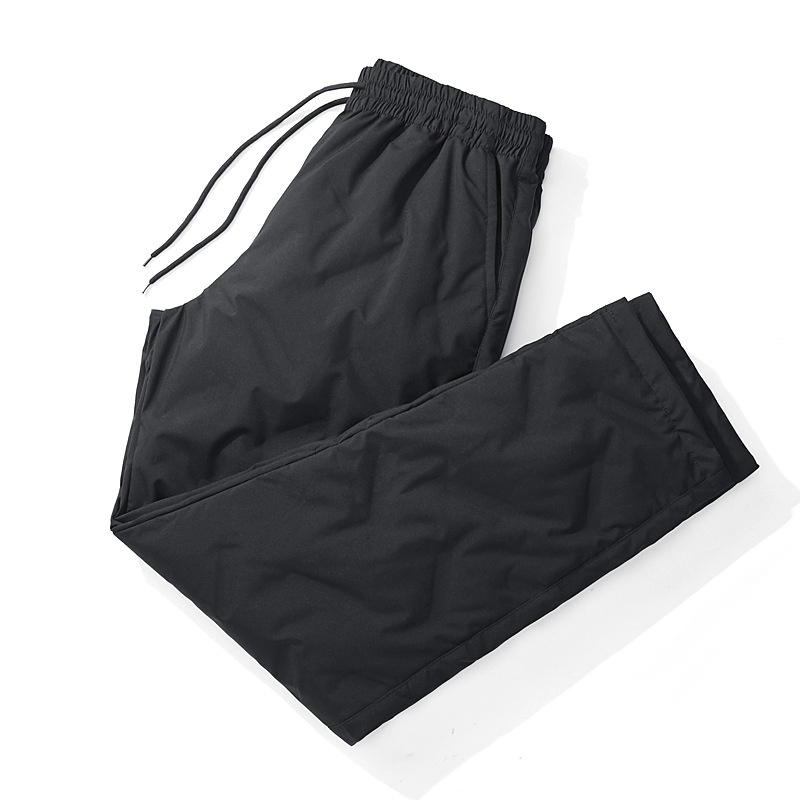 001 Outdoor Softshell Men Winter Fleece Lined Thickened Ski Warm 90% White Duck Down Travel Hiking Long Pants_voghion.com