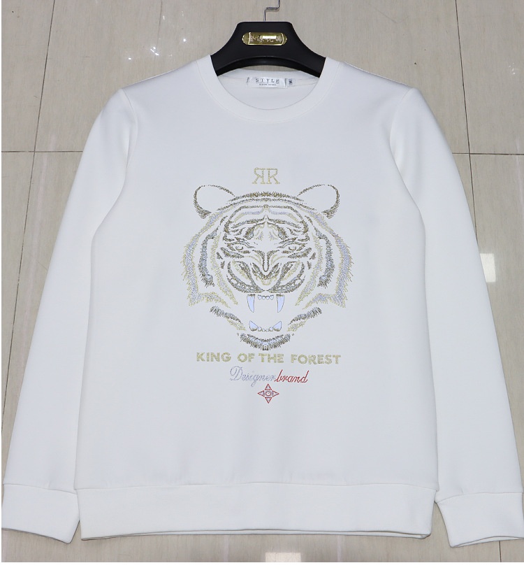 boy European Station New Men's Sweatshirt With Rhinestones, Domineering Tiger Head, Unique Trendy Brand, Long Sleeve Shirt,_voghion.com