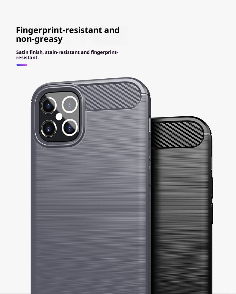 TechGlobe Custodia protettiva antiurto in fibra di carbonio spazzolata per iPhone 12 6.1_voghion.com