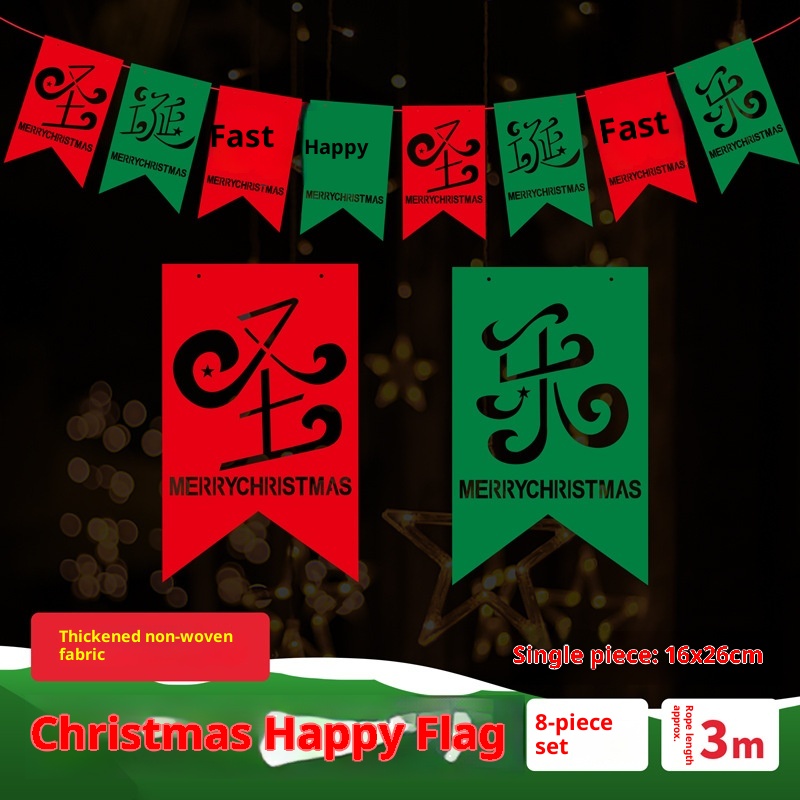 Lillian Decorations Pull Velvet Banner Flag Christmas Stocking Deer Snowflake Hanging Ornament Scene Layout Cross-Border_voghion.com