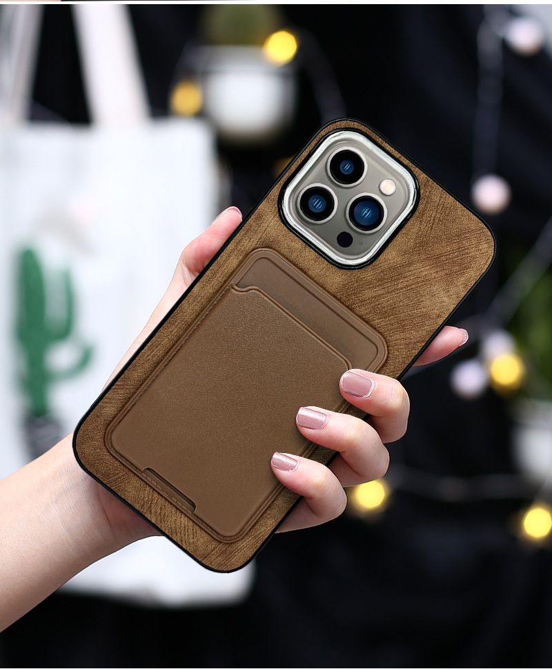 TechGlobe Compatible With Phone IPhone 14 Pro Holder Leather Case 16 Back Card 15 Max Shockproof_voghion.com