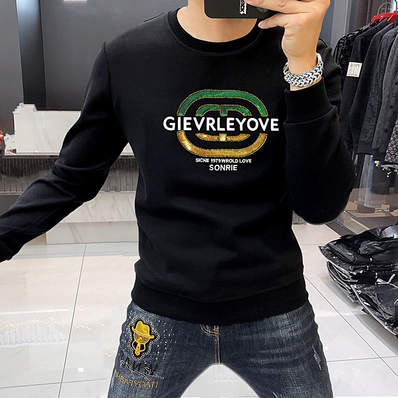boy Crew Neck Sweatshirt Heavy Embroidery Sequins And Beads Long Sleeve Shirt Trendy Brand Men's Fashion Top Personality_voghion.com