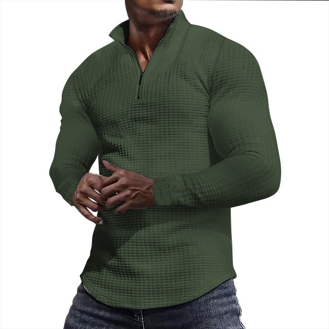 boy 2025 Cross-Border European American Spring And Autumn Small Checkered Stand Collar Half-Zip Long Sleeve Sweatshirt Men's_voghion.com