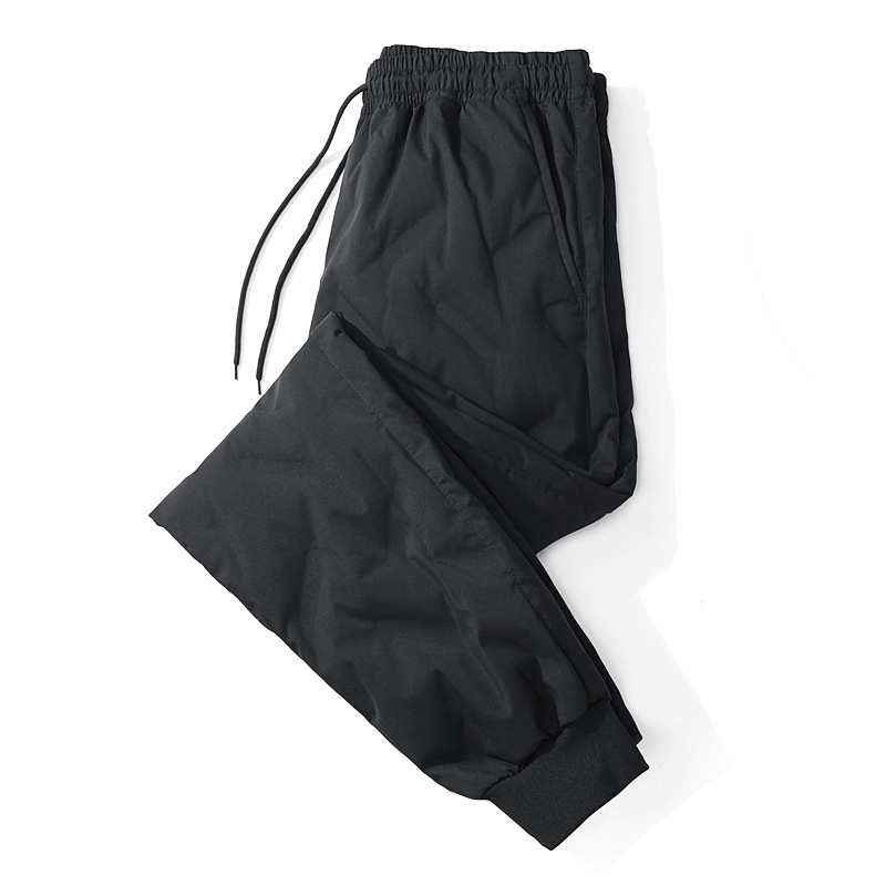 001 Outdoor Softshell Men Winter Fleece Lined Thickened Ski Warm 90% White Duck Down Travel Hiking Long Pants_voghion.com