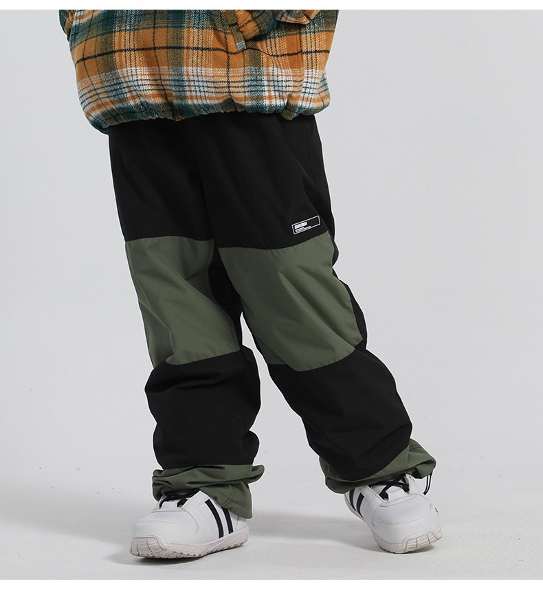 001 Gsousnow Women Waterproof Warm Trendy Brand 2021 Color Block Ski Double Single Board Spliced Snow Pants Men_voghion.com