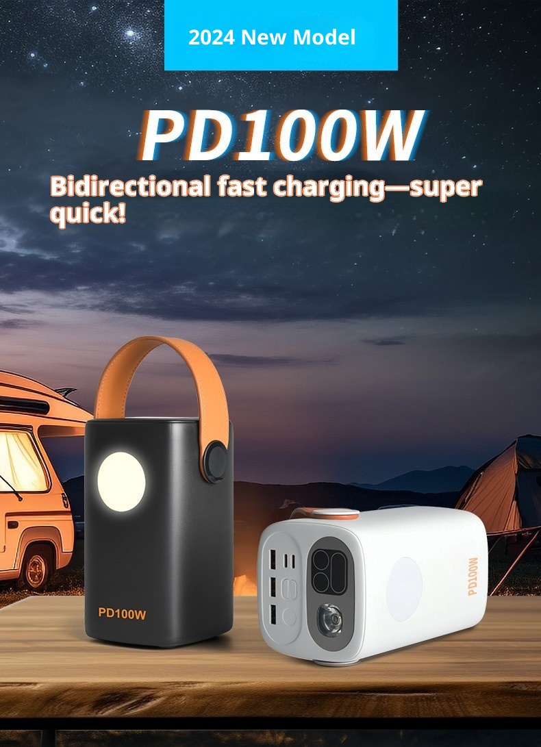 Batterie externe portable Techglobe 100 W à charge rapide bidirectionnelle avec lampe torche intégrée pour les situations d'urgence_voghion.com