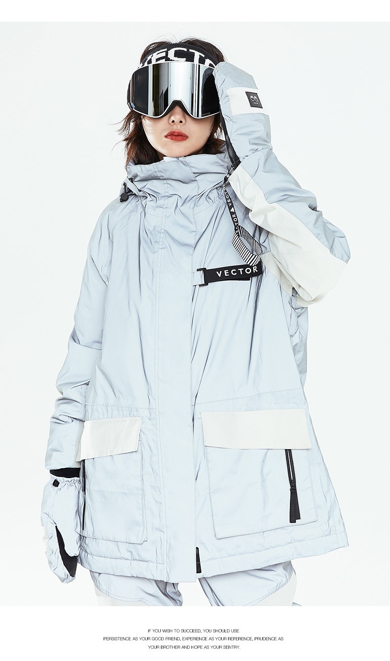 001 VECTOR Snowboarding Suit Set For Men Women, Reflective Trendy Warm Windproof Waterproof Breathable Ski Jacket And Pants_voghion.com