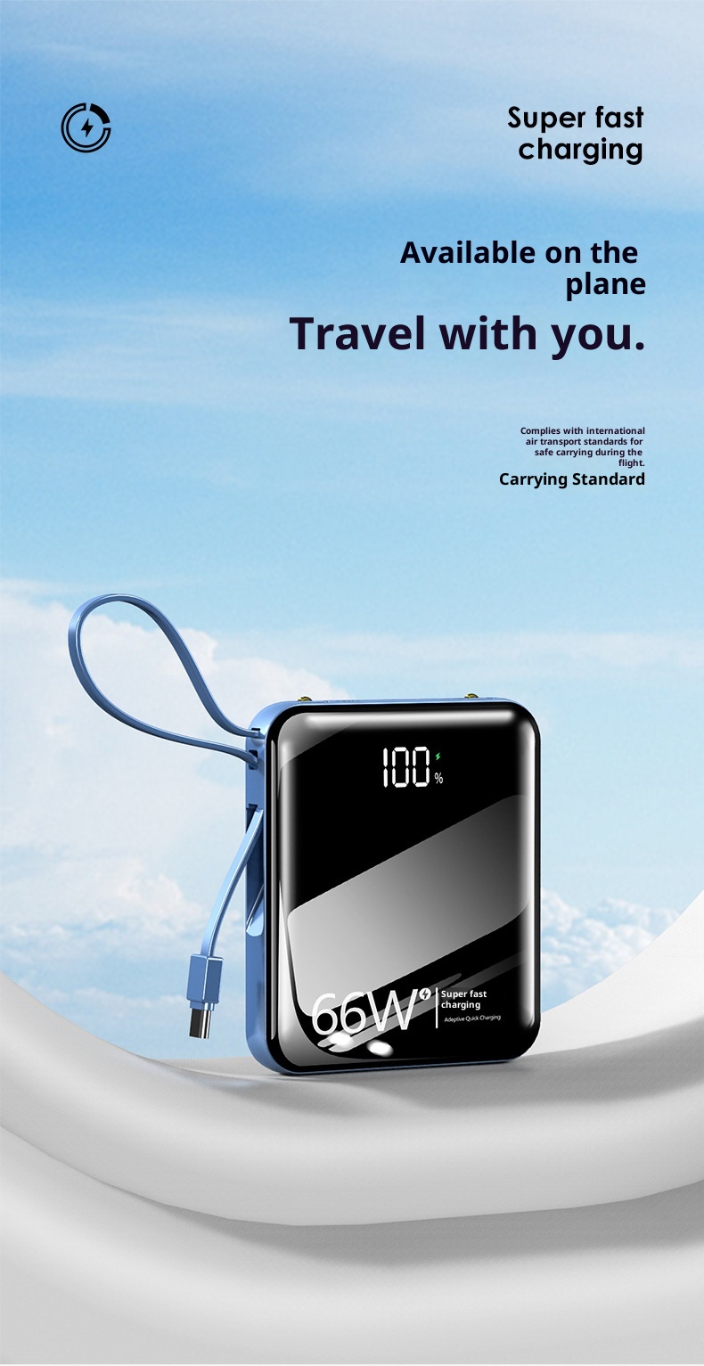 techglobe Großhandel Große Kapazität Integriertes Kabel High-End 20000mAh Powerbank Ultradünn Kompakt Tragbar Schnellladen Niedlich Mini_voghion.com