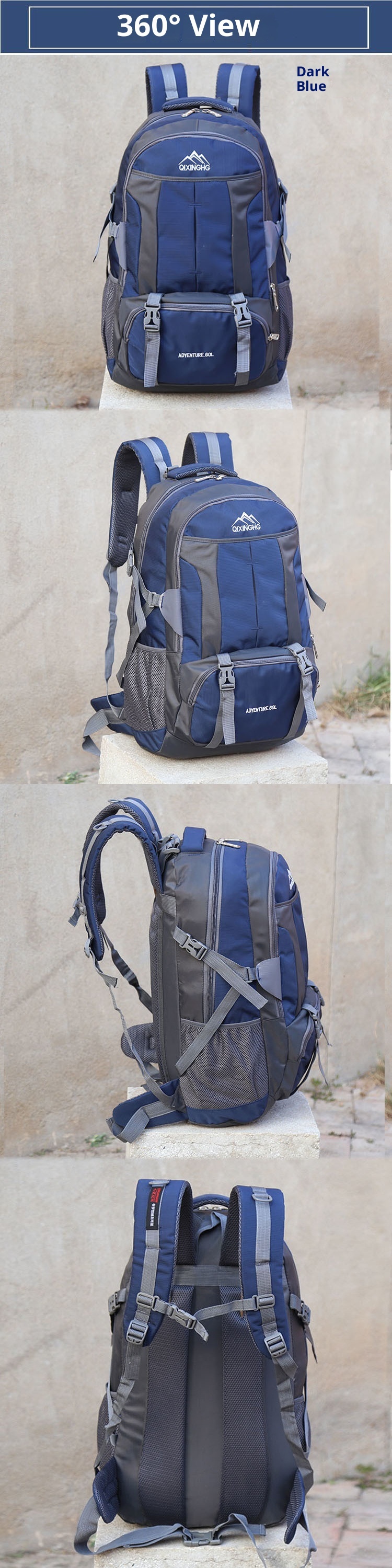 Sac à dos de sport ActiveGo 60L/70L grande capacité pour hommes et femmes, idéal pour les voyages, les études et les courts séjours. Convient également aux femmes._voghion.com