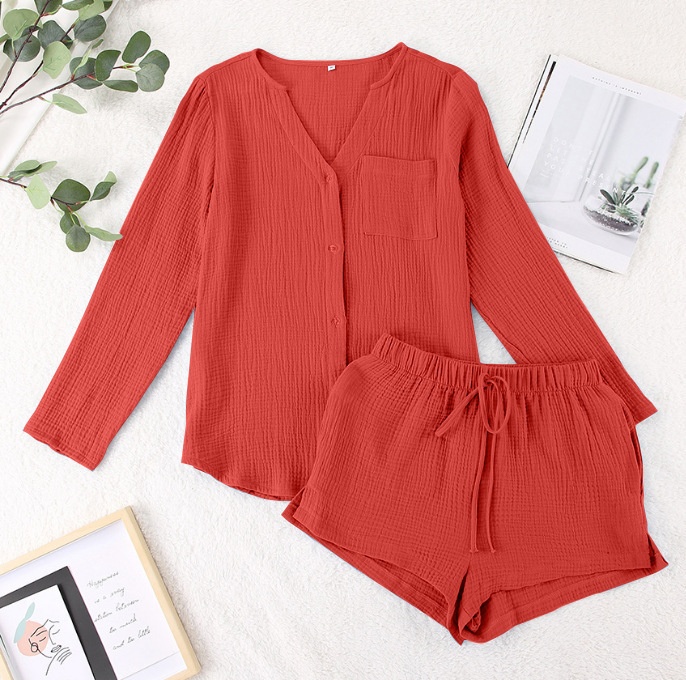 ChicShe Style, 2024 European And American Style Summer, Women's Summer Pajamas Pure Cotton Gauze_voghion.com