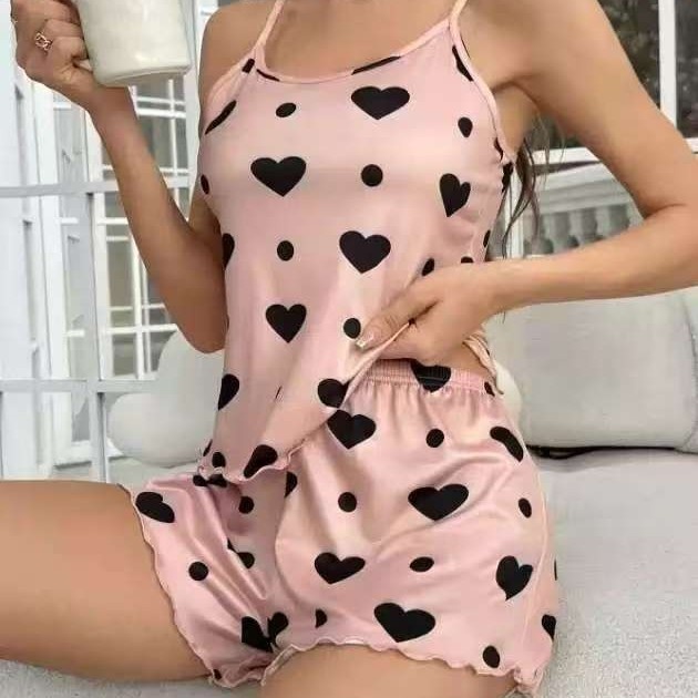 ChicShe European And American Cross-Border Camisole Shorts Plus Large Size Fat Lady Pajamas Homewear Set Casual Loose_voghion.com