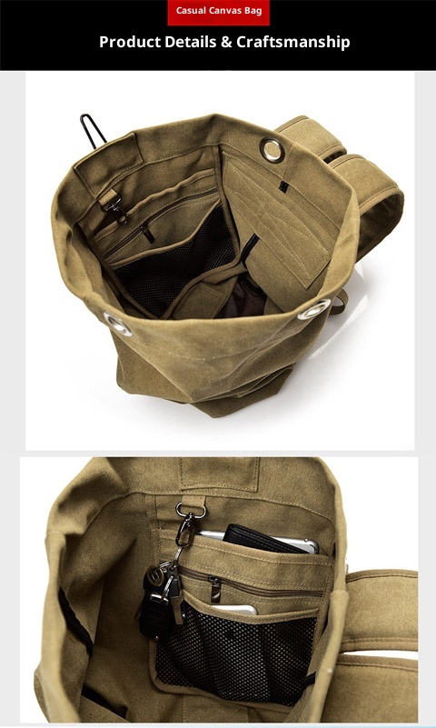 ActiveGo Backpack Double Shoulder Outdoor Travel Ins Super Popular Canvas Bucket Large Capacity Hiking Sports Personality Men's_voghion.com