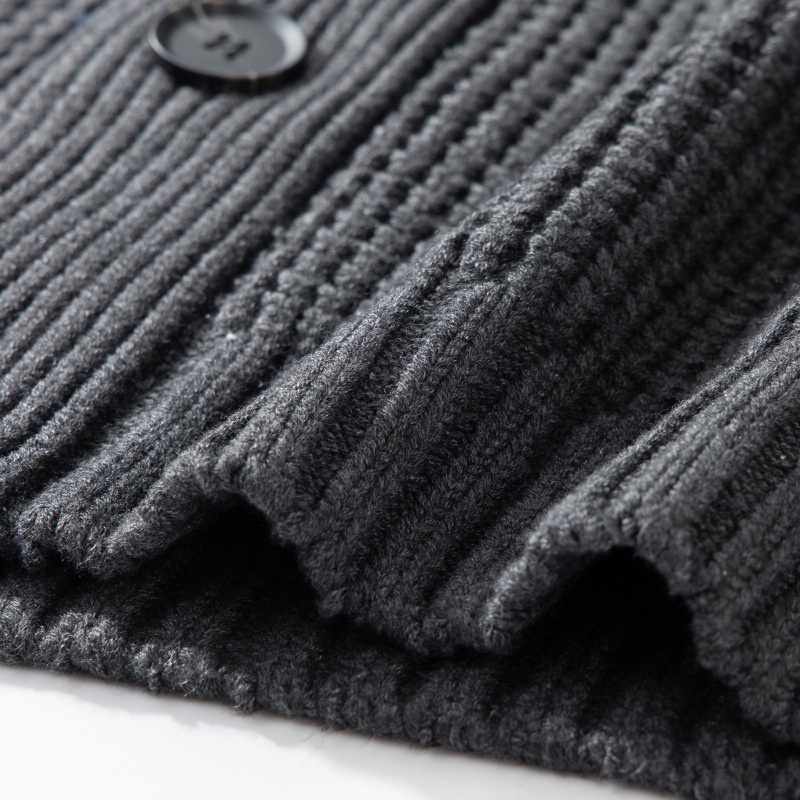 boy OKONKWO Extra Thick Raglan Sleeve Waffle Pattern Wool Cardigan Coat Turn-Down Collar Sweater_voghion.com