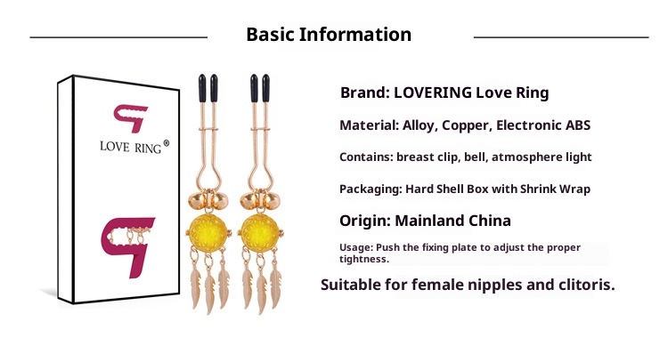 LuvBox Anneau d'amour Pinces à tétons érotiques Jouets SM de flirt Clochette de punition lumineuse avec veilleuse Produits pour adultes Coffret couleur_voghion.com