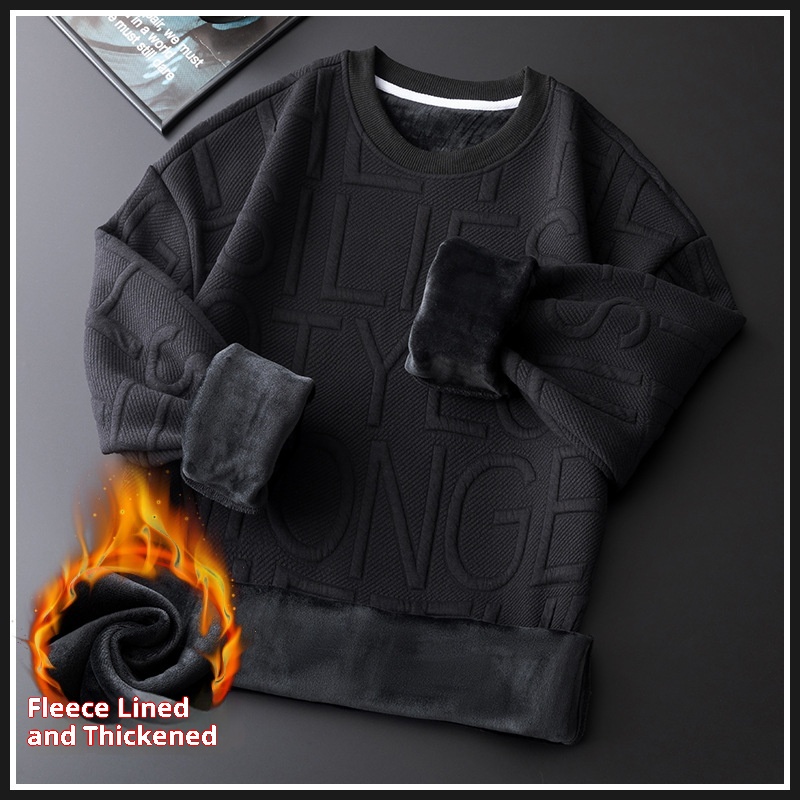 Felpa con cappuccio in pile spesso e caldo, girocollo, primavera e autunno, da uomo, a maniche lunghe, alla moda, invernale, strato interno, maglietta di base_voghion.com