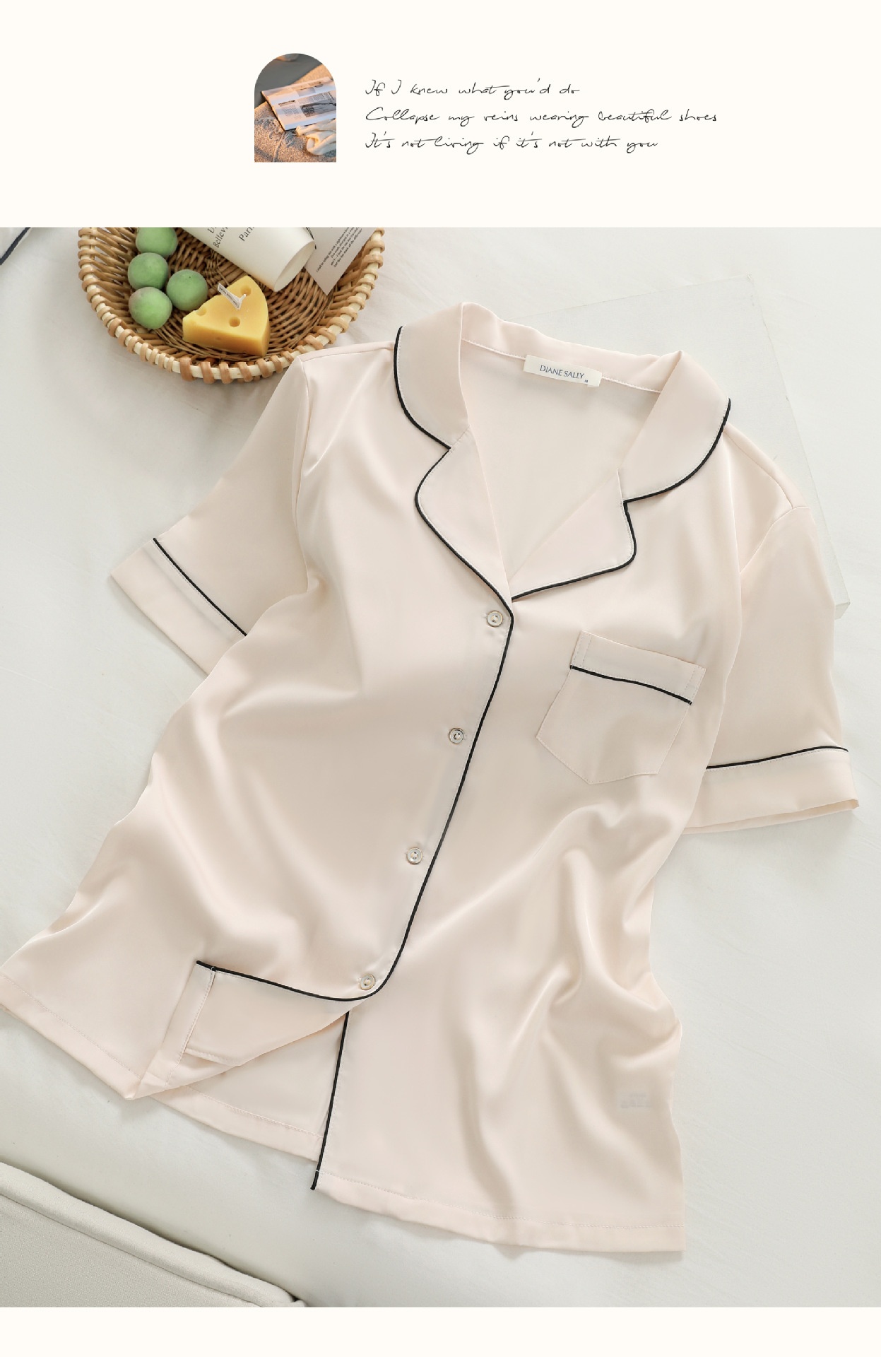 ChicShe Pigiama da donna in seta ghiacciata, semplice, a tinta unita, stile europeo e americano, a maniche corte e pantaloni lunghi_voghion.com