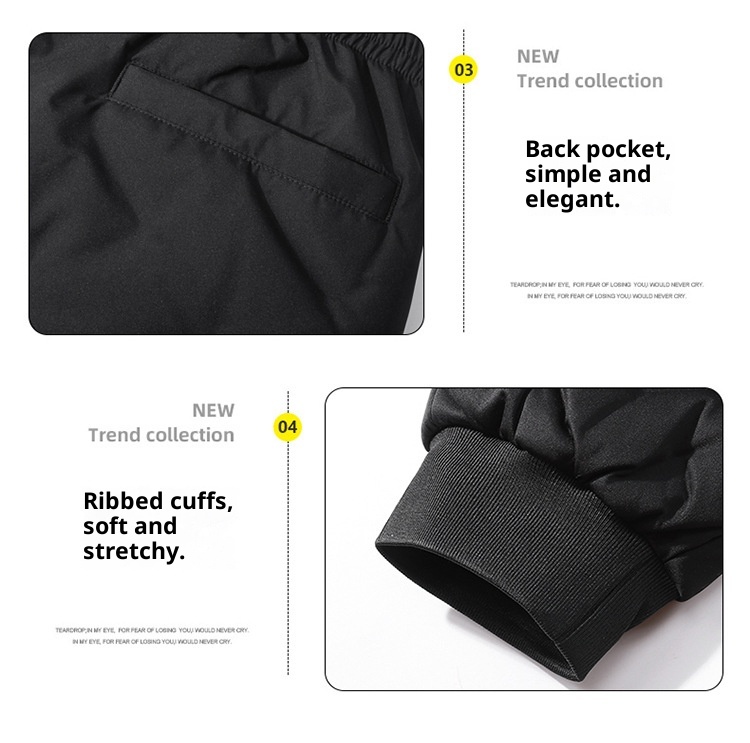 001 Outdoor Softshell Men Winter Fleece Lined Thickened Ski Warm 90% White Duck Down Travel Hiking Long Pants_voghion.com