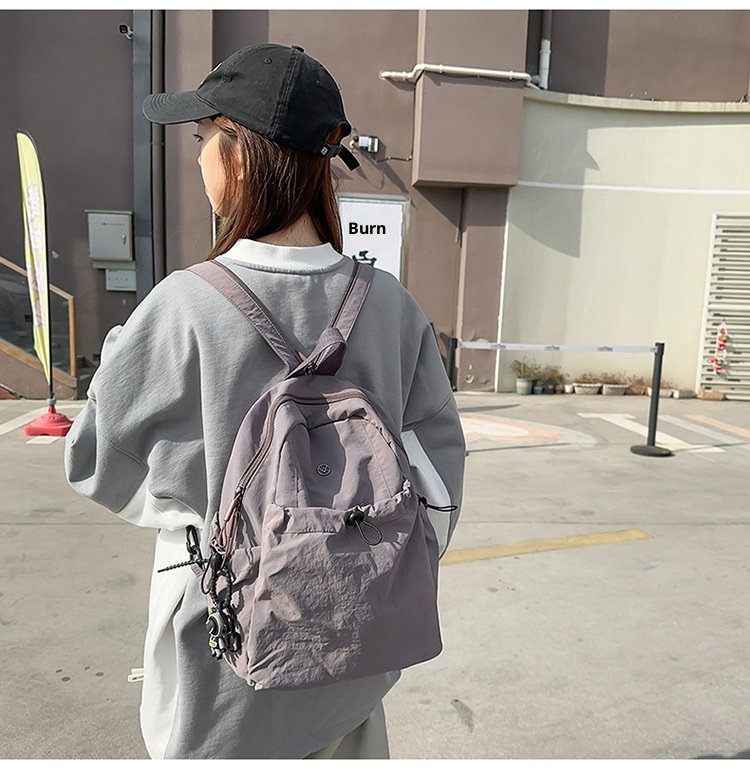 Sac à dos de randonnée ActiveGo style japonais couleur unie pour femme, sac à dos décontracté, sac de sport léger pour courts séjours et excursions._voghion.com