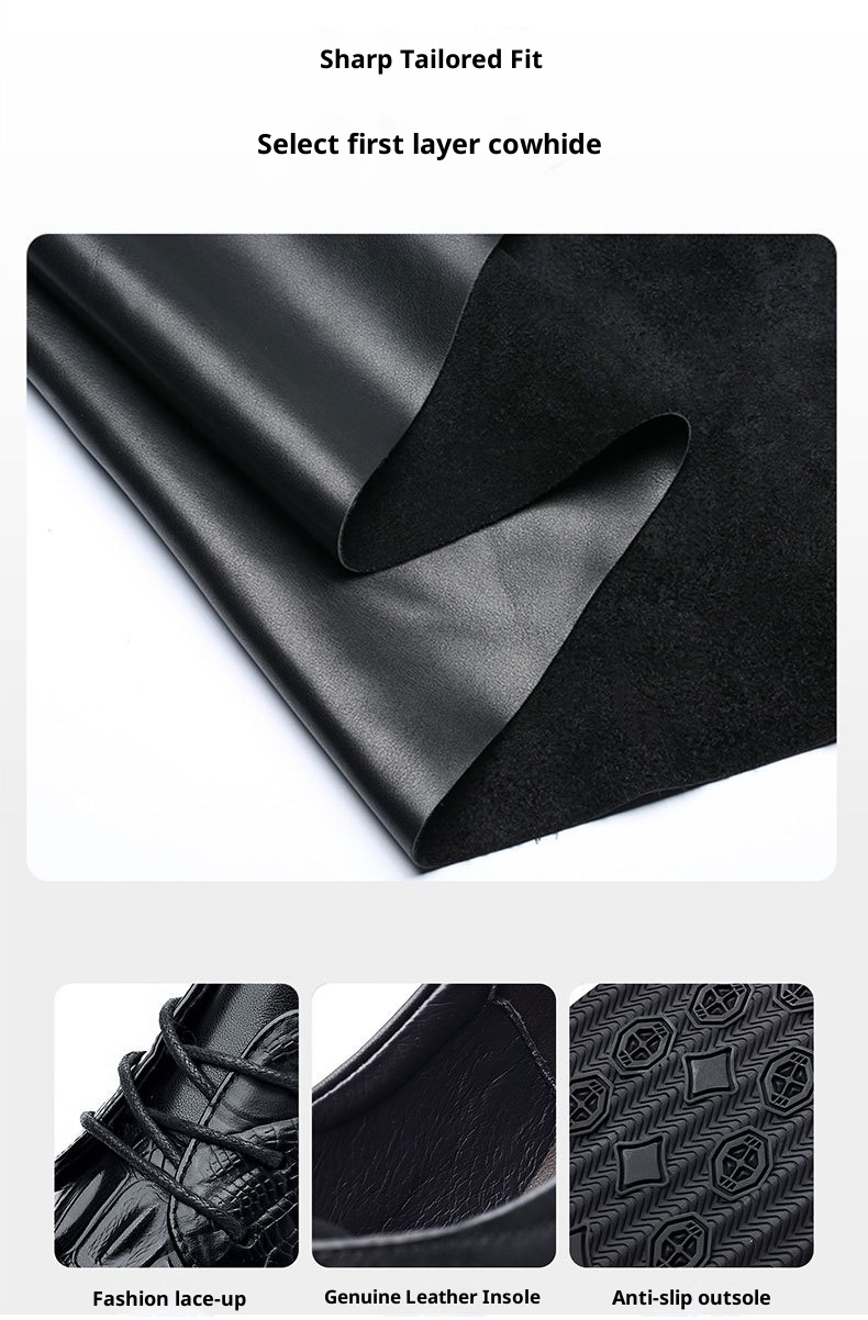 ShoeVault Genuine Leather Hidden Wedge Buine For Men Britih Style Brogue Carved Commuter Formal Firt Layer Cowhide Men'_voghion.com