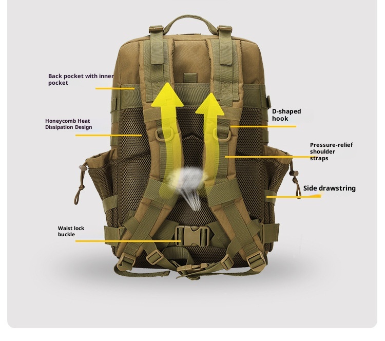 ActiveGo Oxford Waterproof Men's Large Capacity Travel Sports Outdoor Hiking Mountaineering Bag Tactical Backpack_voghion.com