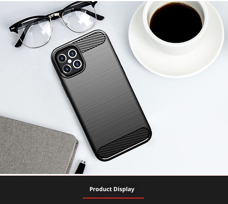 TechGlobe Custodia protettiva antiurto in fibra di carbonio spazzolata per iPhone 12 6.1_voghion.com