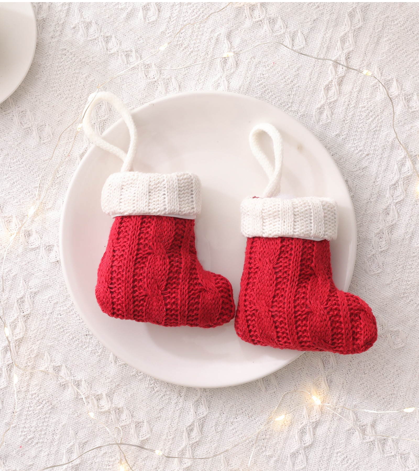 Lillian Mini Knitted Christmas Tableware Set Knife And Fork Cover Socks Home Decoration Supplies_voghion.com