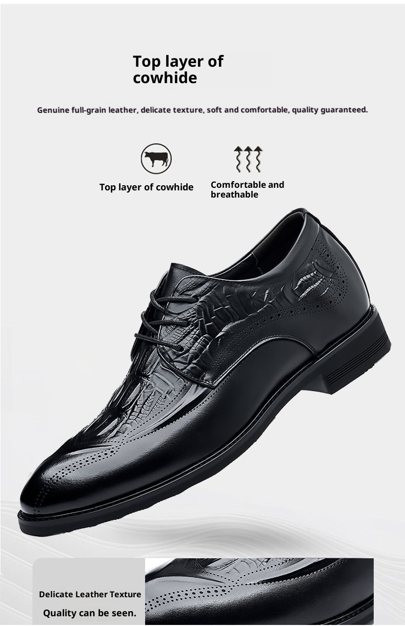 ShoeVault Genuine Leather Hidden Wedge Buine For Men Britih Style Brogue Carved Commuter Formal Firt Layer Cowhide Men'_voghion.com