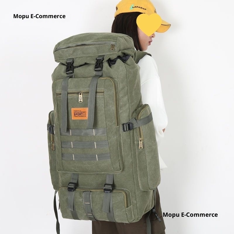 ActiveGo 70L Outdoor-Rucksack für Herren, ideal für Bergsteigen, Camping und Reisen – ein geräumiger Canvas-Reiserucksack im Retro-Stil._voghion.com