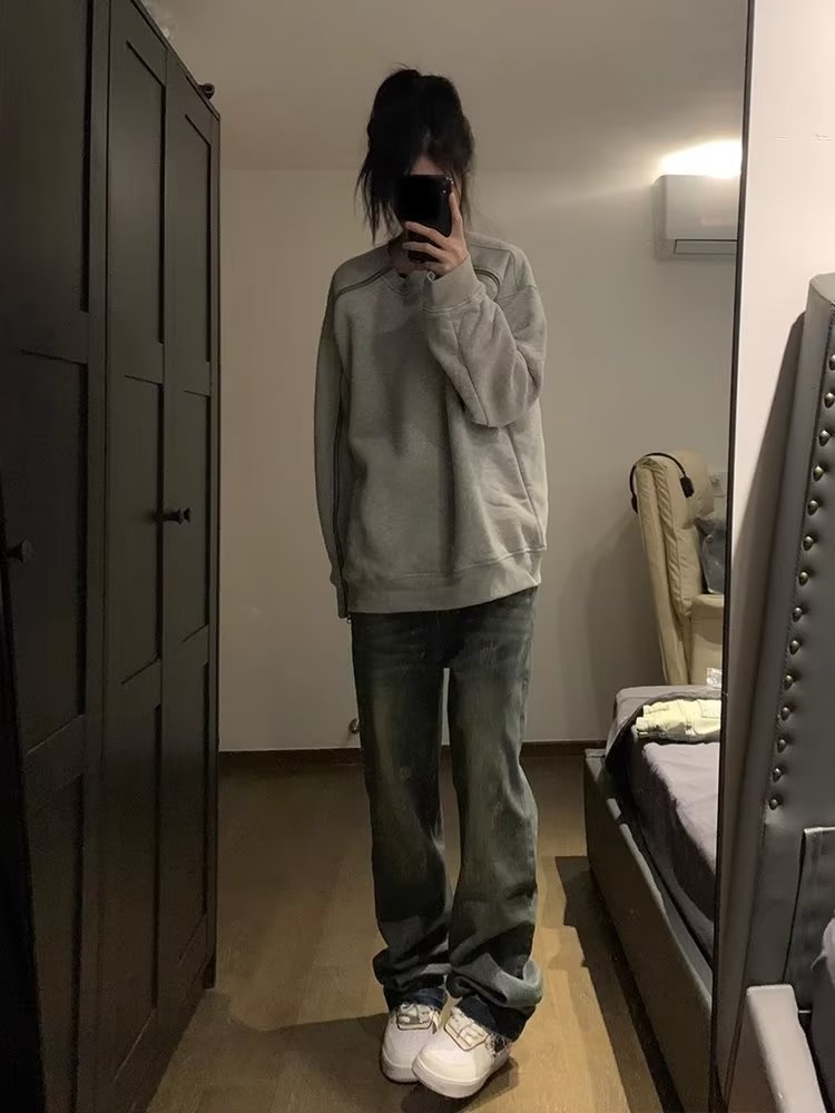 boy Retro Heavy Zipper Cleanfit Sweatshirt Men's Spring Autumn Niche Design Trendy Brand European And American High Street_voghion.com