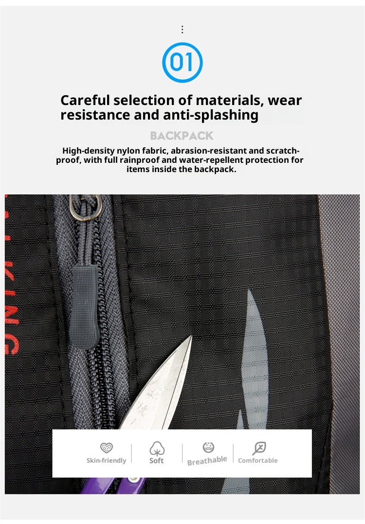 Sac à dos de randonnée ActiveGo Outdoor, respirant et imperméable, grande capacité, idéal pour le camping et les pique-niques, pour homme. Sac à dos de sport décontracté._voghion.com