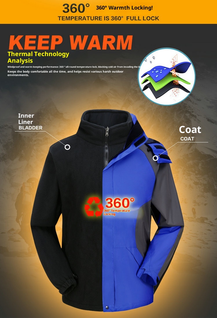 001 Großhandel Outdoor-Jacke und -Hose Zweiteiliger Herren-Skianzug aus dickem Fleece, Set für Damen_voghion.com