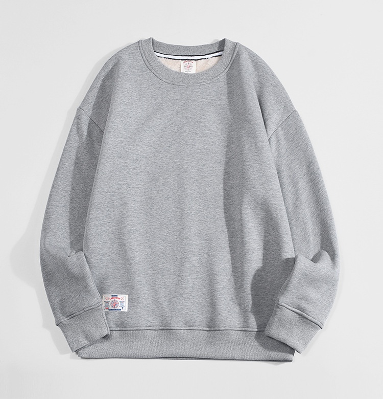 Pull unisexe en polaire pour garçon, automne-hiver, col rond, ample, en laine d'agneau épaisse et chaude avec doublure intérieure, couleur unie._voghion.com