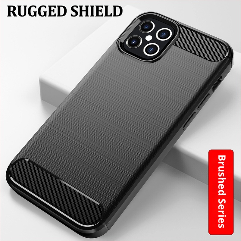 TechGlobe Custodia protettiva antiurto in fibra di carbonio spazzolata per iPhone 12 6.1_voghion.com