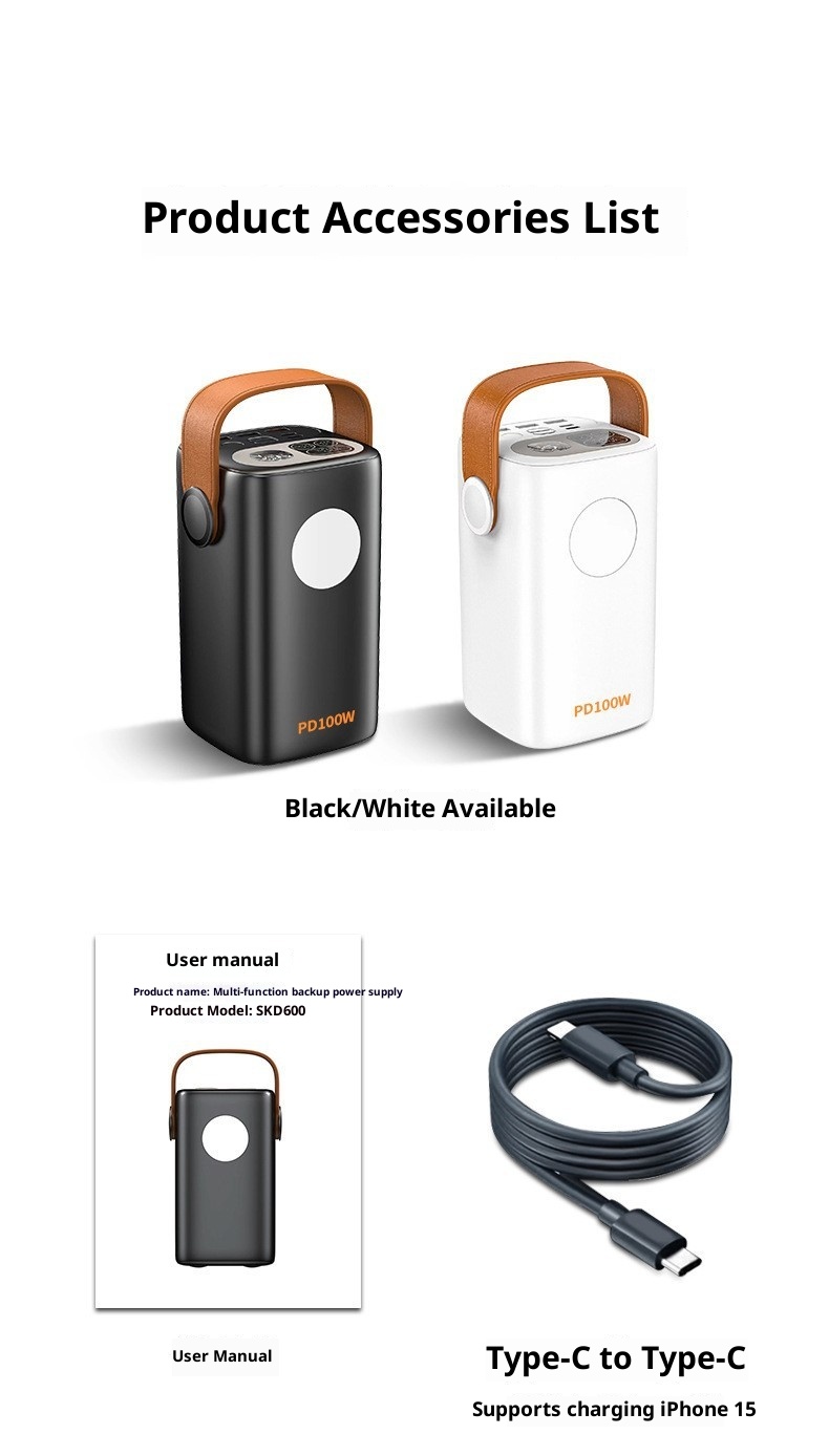 Batterie externe portable Techglobe 100 W à charge rapide bidirectionnelle avec lampe torche intégrée pour les situations d'urgence_voghion.com