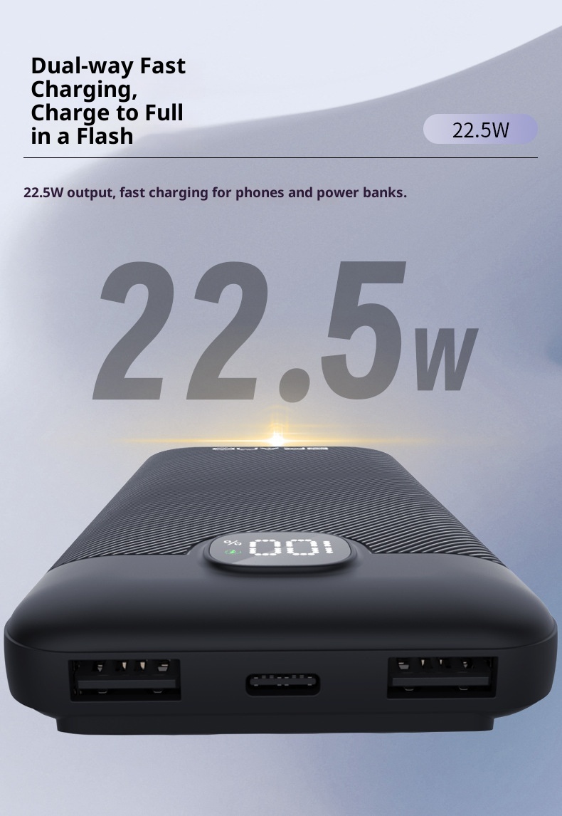 techglobe 3C Certified Cross-Border Self-Cable 22.5W Super Fast Charging Power Bank Lightweight Gift 10000mAh With Printed_voghion.com