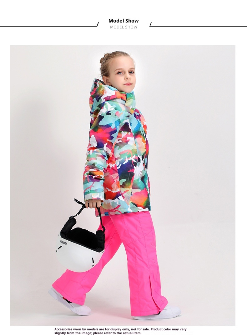 001 Gsousnow Children's With Straps Boys And Girls Windproof Waterproof Warm Snowboard Pants Ski Suit_voghion.com