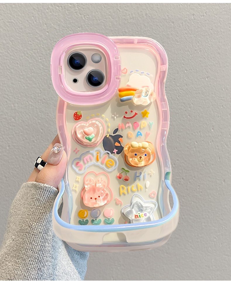 TechGlobe Schutzhülle für iPhone 15 Pro, iPhone 14, Farbverlauf, Wolkenpuppe, 13/12, Wellenkante, unsichtbarer Doppelständer_voghion.com