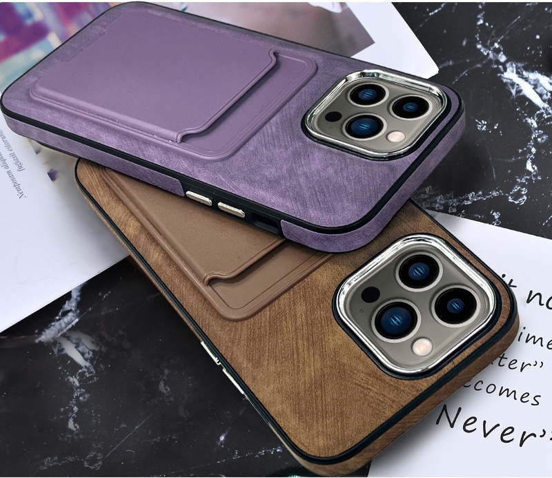TechGlobe Compatible With Phone IPhone 14 Pro Holder Leather Case 16 Back Card 15 Max Shockproof_voghion.com