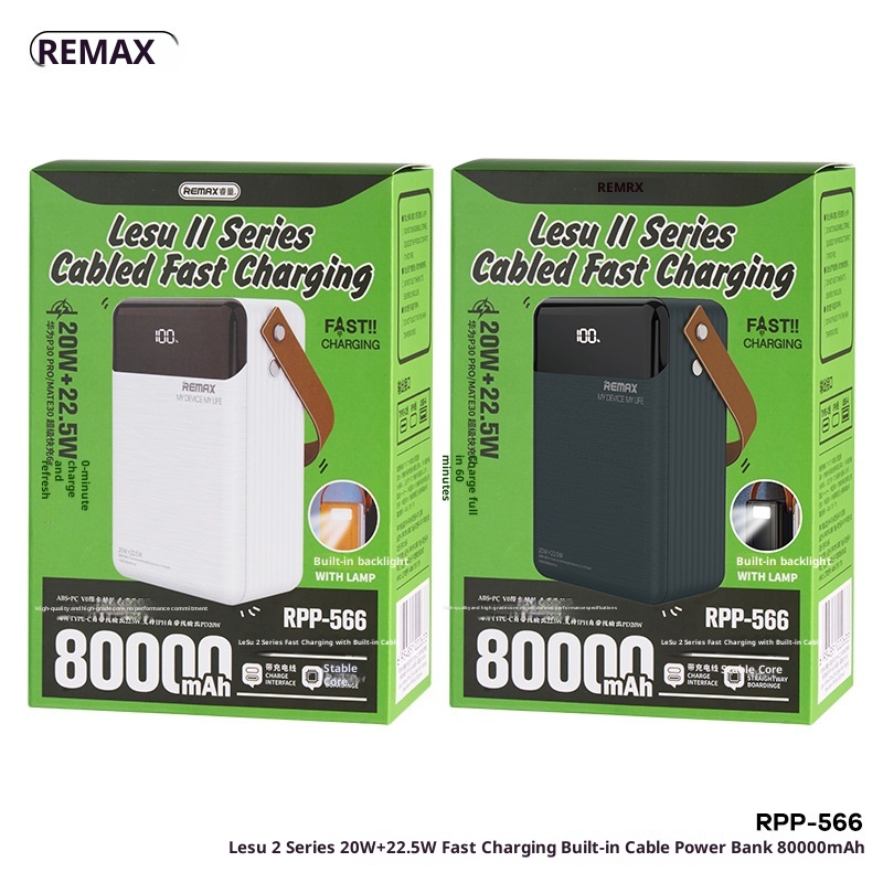 techglobe REMAX 20W+22,5W Powerbank mit integriertem Kabel, Schnellladegerät für Mobiltelefone, 8W große Kapazität_voghion.com