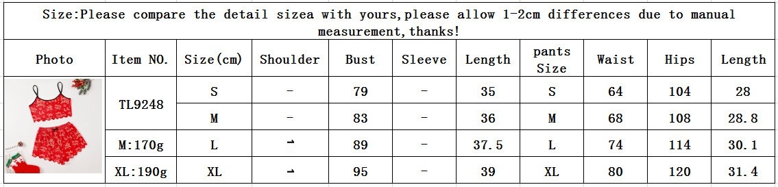 ChicShe Weihnachtlicher Pyjama im europäischen und amerikanischen Stil, neues dünnes Set für Damen, ärmellose Shorts aus Milchseide, schlicht und lässig, zweiteilig_voghion.com