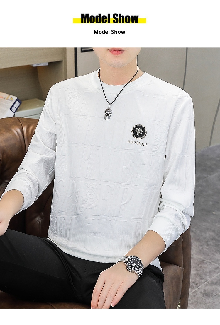 Maglietta a maniche lunghe da uomo primavera e autunno, strato di base, vestibilità ampia, nuovo pullover alla moda di grandi dimensioni_voghion.com