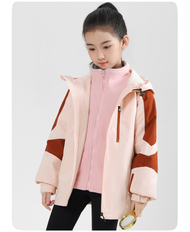 001 Children's Softshell Jacket Pants Set For Boys And Girls, Fleece-Lined, Waterproof, Windproof, Warm Three-Piece Outfit_voghion.com