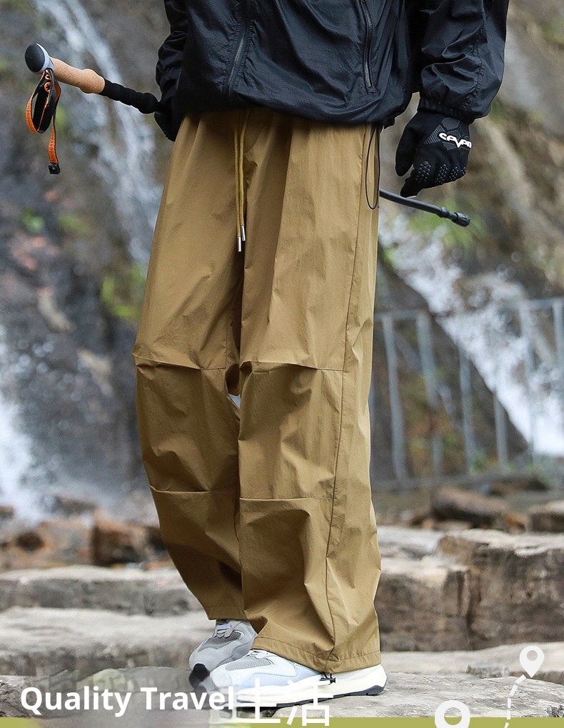 001 Outdoor Hiking Functionele rechte broek voor mannen en vrouwen, snel drogende casual losse waterdichte trekkingbroek met wijde pijpen,_voghion.com