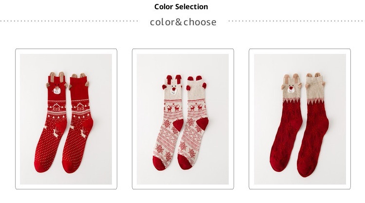 Lillian Herbst Winter Neue Weihnachts-Cartoon-Rentier-Socken für Damen, personalisierbar mit Sternzeichen und Jahreszahl, wadenlang, rot, Großhandel_voghion.com