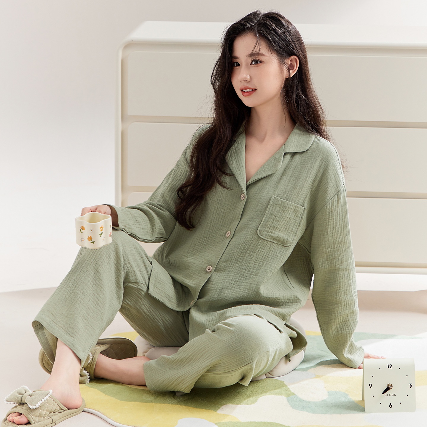 ChicShe Powerful Merchant A-Class Maternity Grade Gauze Pajamas For Women Spring And Autumn Pure Cotton Postpartum Nursing_voghion.com
