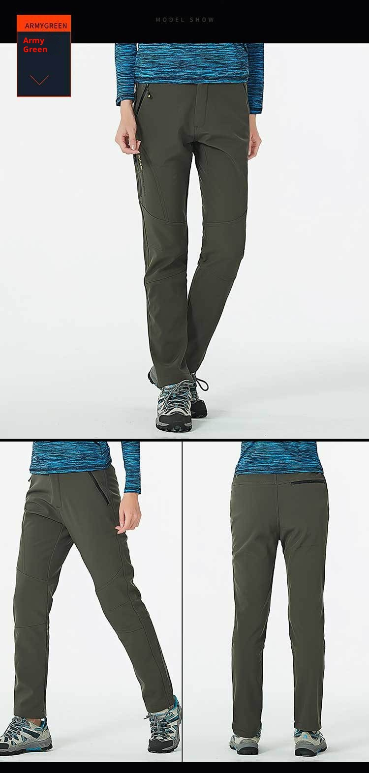 001 Soft Shell Softshell Men Women Fleece-Lined Ski Thickened Warm Outdoor Fleece Hiking Pants_voghion.com