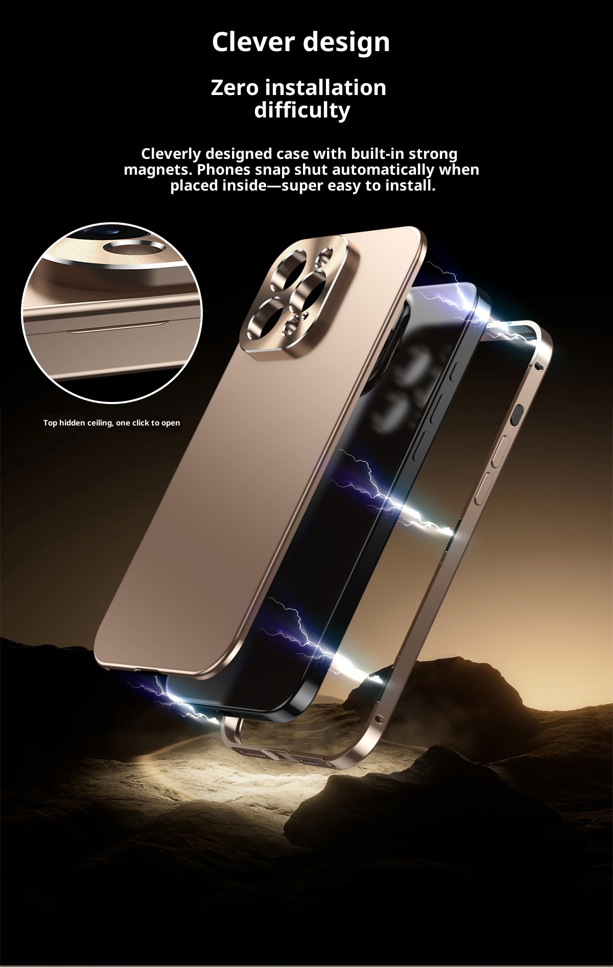 TechGlobe Cross-border New Metal Magnetic Anti-drop Case For IPhone 16/15/14/13/12/Pro Max_voghion.com